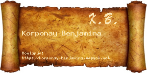 Korponay Benjamina névjegykártya